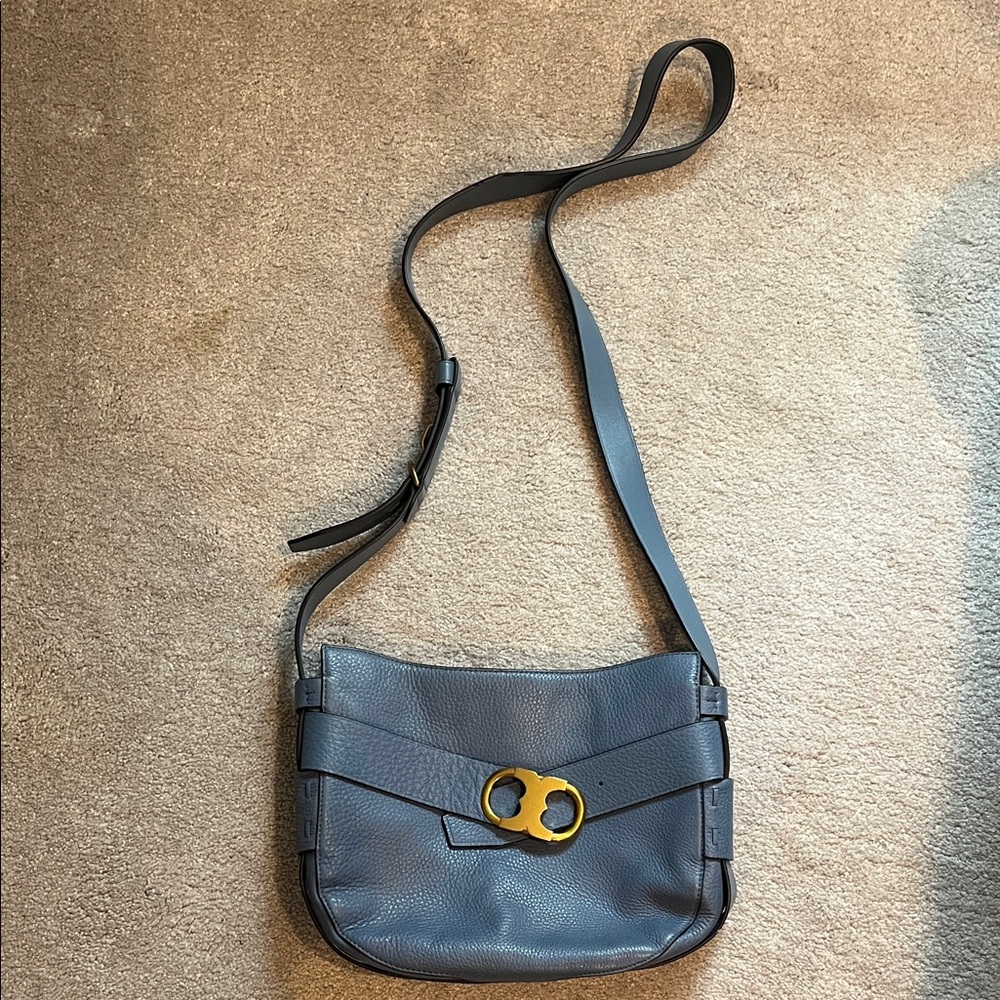 Elegant Tory Burch Blue Leather Crossbody Bag